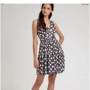 Diane Von Furstenberg Brown, Blue & White Patterned Dress